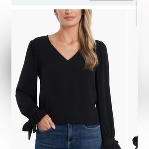 CeCe Tie Sleeve Top XS, Black